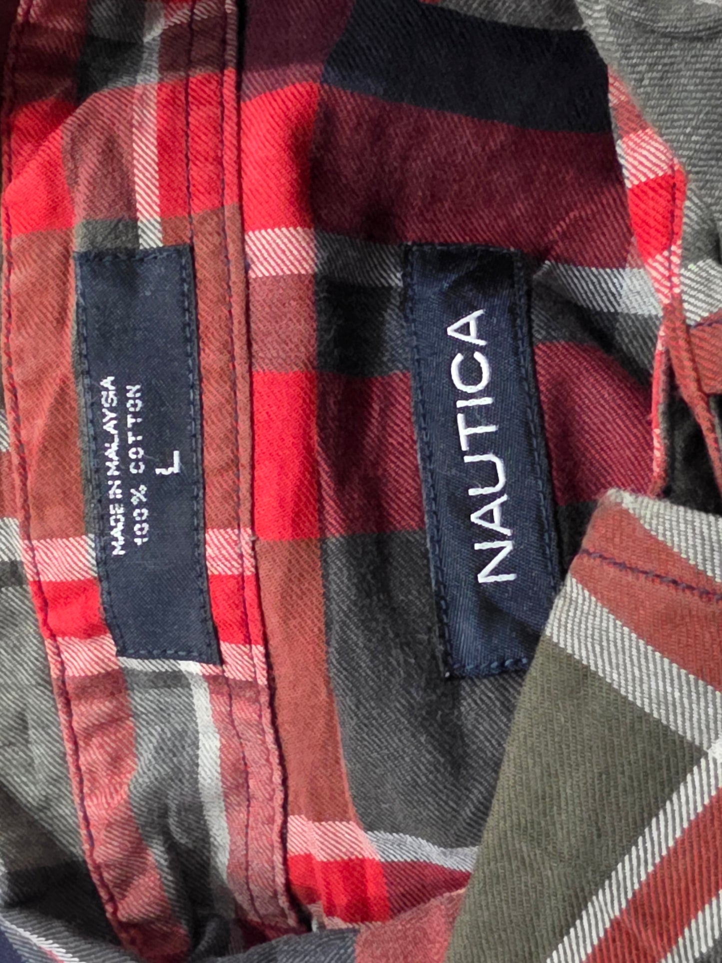 Camisa Nautica Grande L Cuadro Rojo