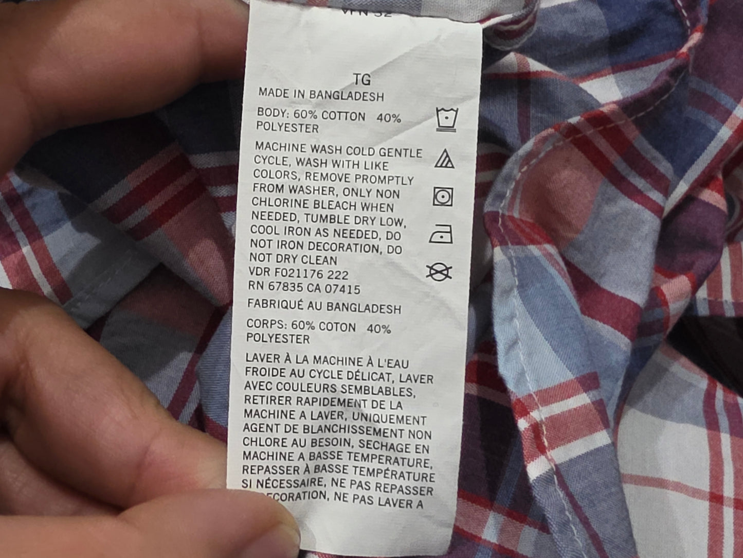 Camisa Manga Corta Nautica Xgrande Xl Cuadro Rojo Y Azul