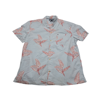 Camisa Tommy Hilfiger Xgrande Xl Azul Lineas Y Hojas