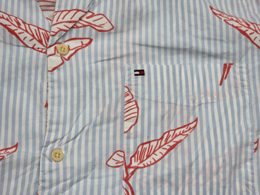 Camisa Tommy Hilfiger Xgrande Xl Azul Lineas Y Hojas