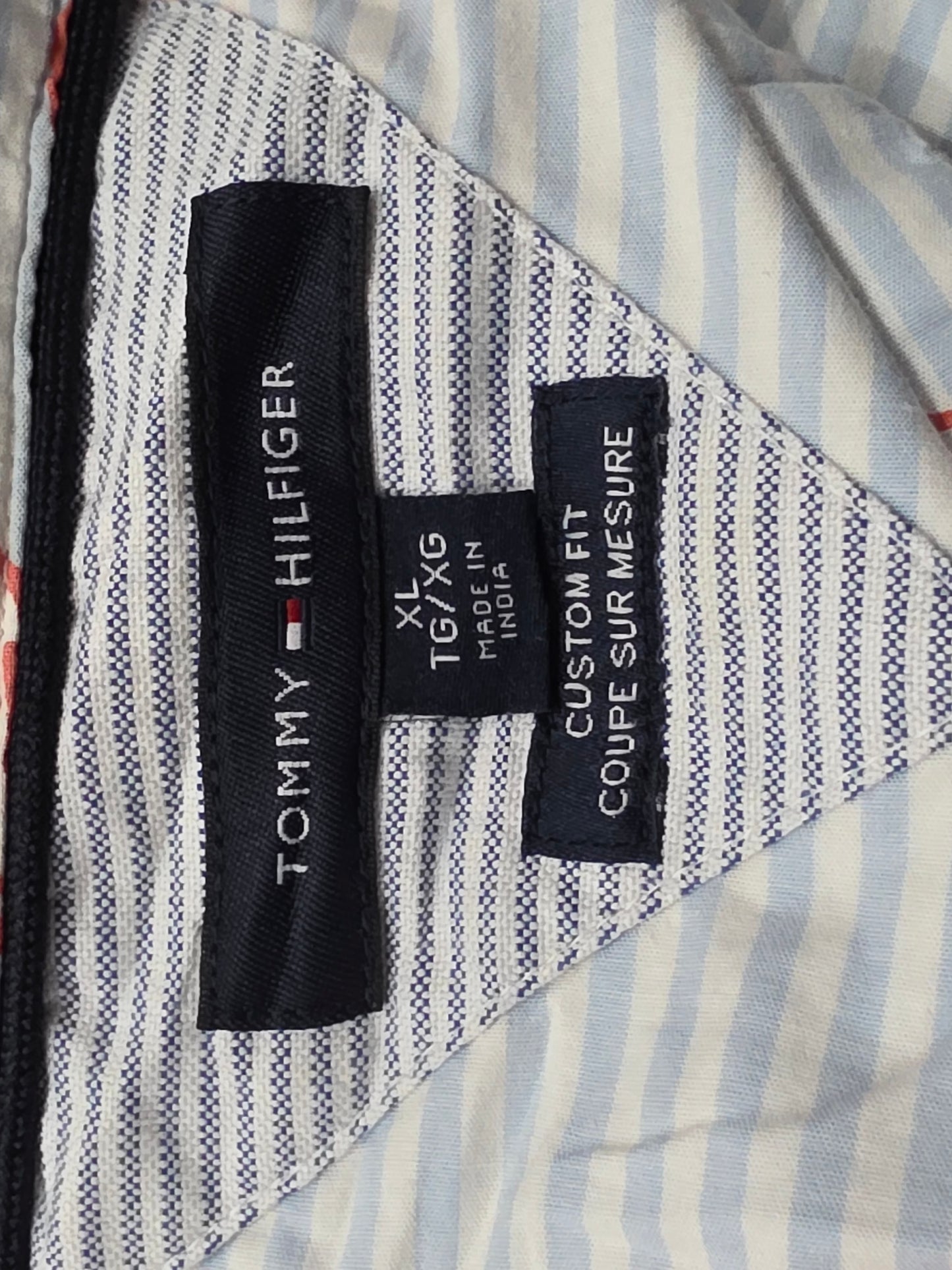 Camisa Tommy Hilfiger Xgrande Xl Azul Lineas Y Hojas
