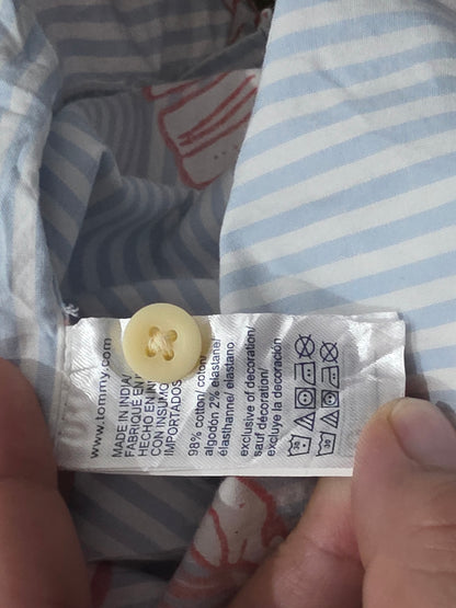 Camisa Tommy Hilfiger Xgrande Xl Azul Lineas Y Hojas