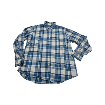 Camisa Ralph Lauren Xgrande Xl Cuadro Azul Y Blanco Franela