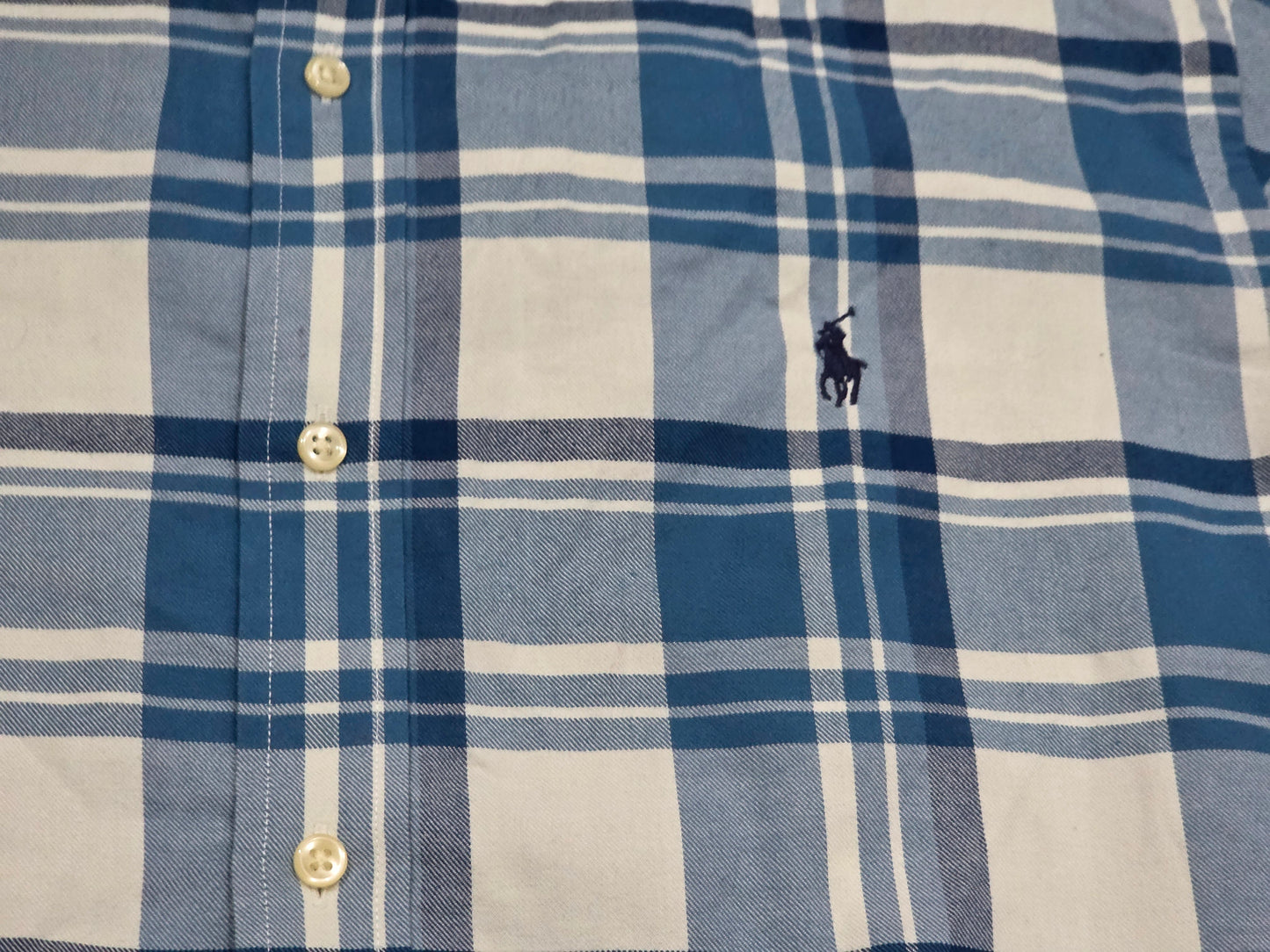 Camisa Ralph Lauren Xgrande Xl Cuadro Azul Y Blanco Franela