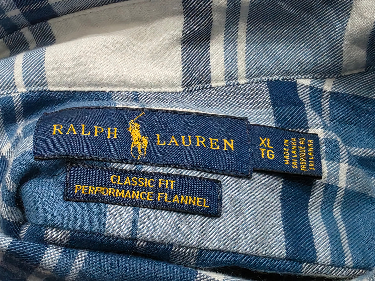 Camisa Ralph Lauren Xgrande Xl Cuadro Azul Y Blanco Franela
