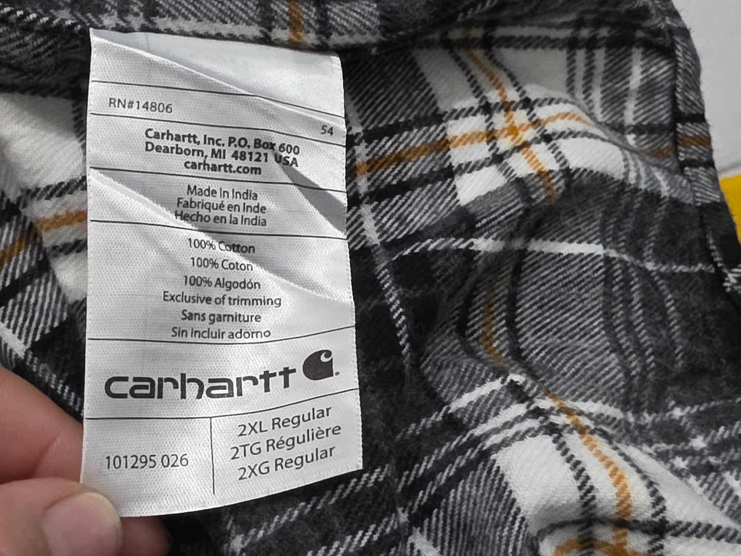 Camisa Relaxed Fit Carhartt 2xl Cuadro Gris Y Negro