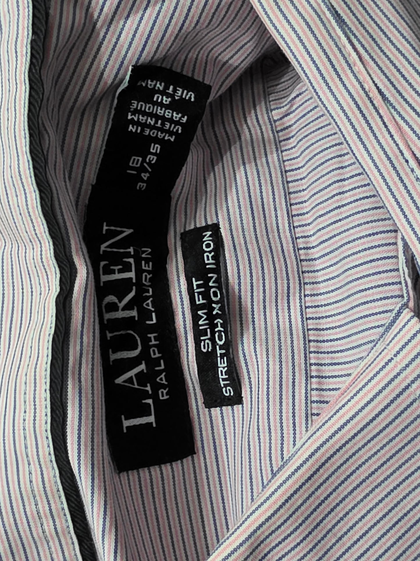 Camisa Ralph Lauren 2xl 18 34-35 Linea Azul Y Rosa
