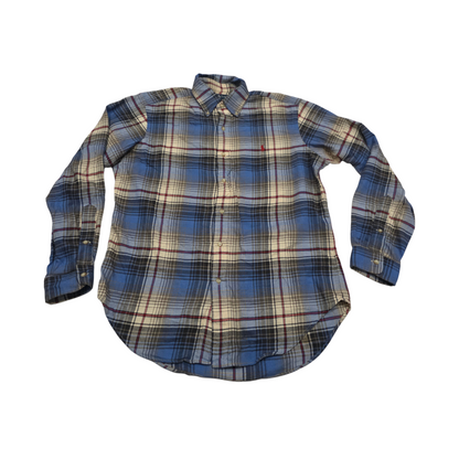 Camisa Ralph Lauren Mediana Classic Fit Gris Y Azul Franela