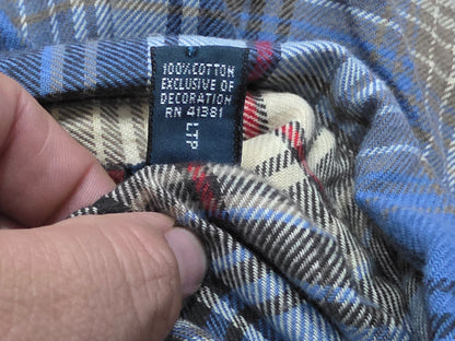 Camisa Ralph Lauren Mediana Classic Fit Gris Y Azul Franela