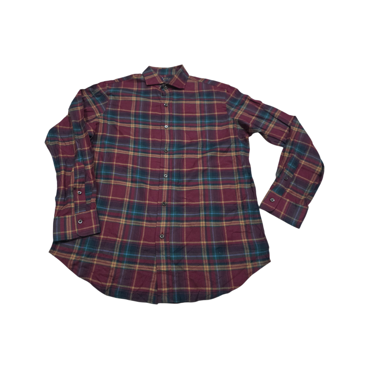 Camisa Ralph Lauren Mediana M Classic Fit Cuadros Vino Verde