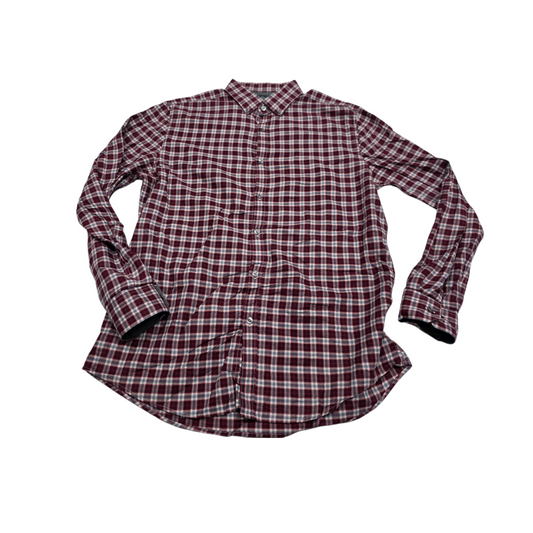 Camisa Penguin Grande L 16 34-35 Slimfit Cuadro Rojo