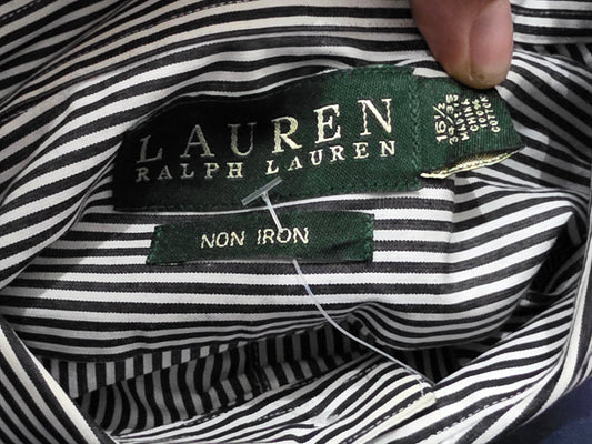 Camisa Ralph Lauren Grande L 16 1/2 34-35 Lineas Negro