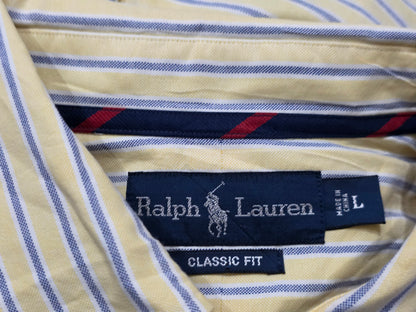 Camisa Ralph Lauren Grande L Classic Fit Amarillo Y Azul