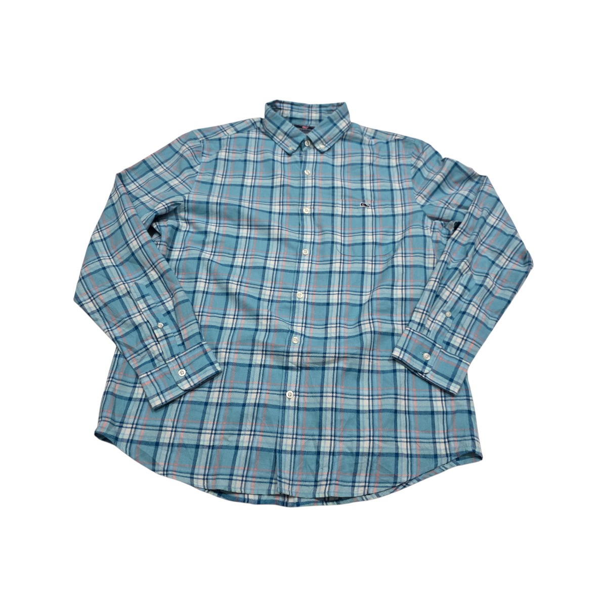 Camisa Vineyard Vines Grande L Slimfit Cuadro Azul Agua