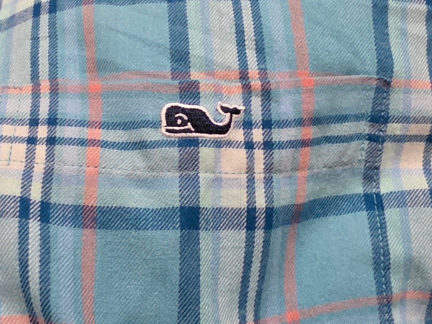 Camisa Vineyard Vines Grande L Slimfit Cuadro Azul Agua