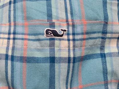 Camisa Vineyard Vines Grande L Slimfit Cuadro Azul Agua