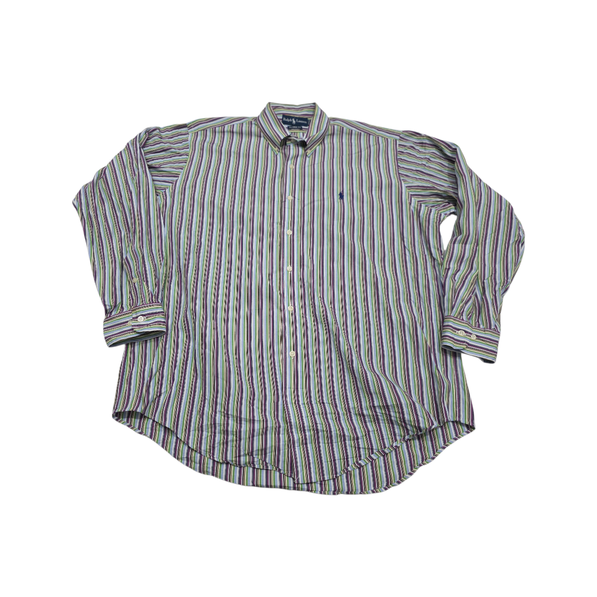 Camisa Ralph Lauren Grande L Classic Fit Morado Lineas
