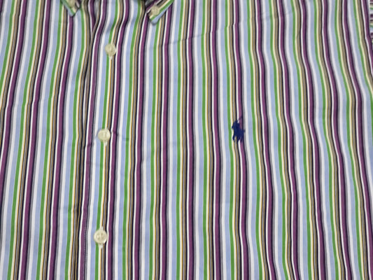 Camisa Ralph Lauren Grande L Classic Fit Morado Lineas