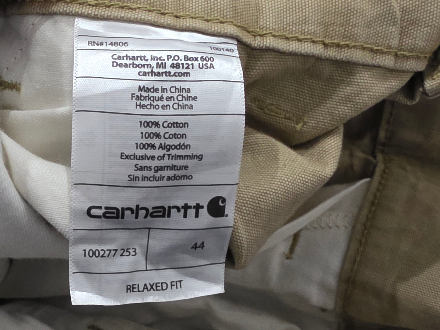 Bermuda Cargo Carhartt Talla 44 Cafe Relaxed Fit