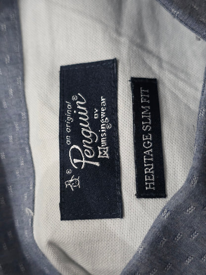 Camisa Slimfit Penguin Mediana 15 1/2 Azul