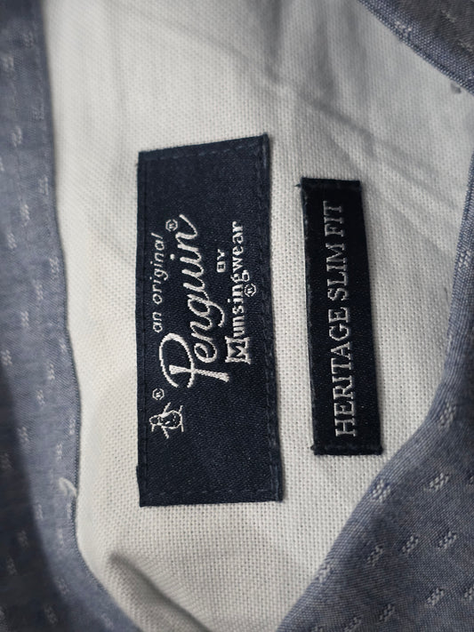 Camisa Slimfit Penguin Mediana 15 1/2 Azul