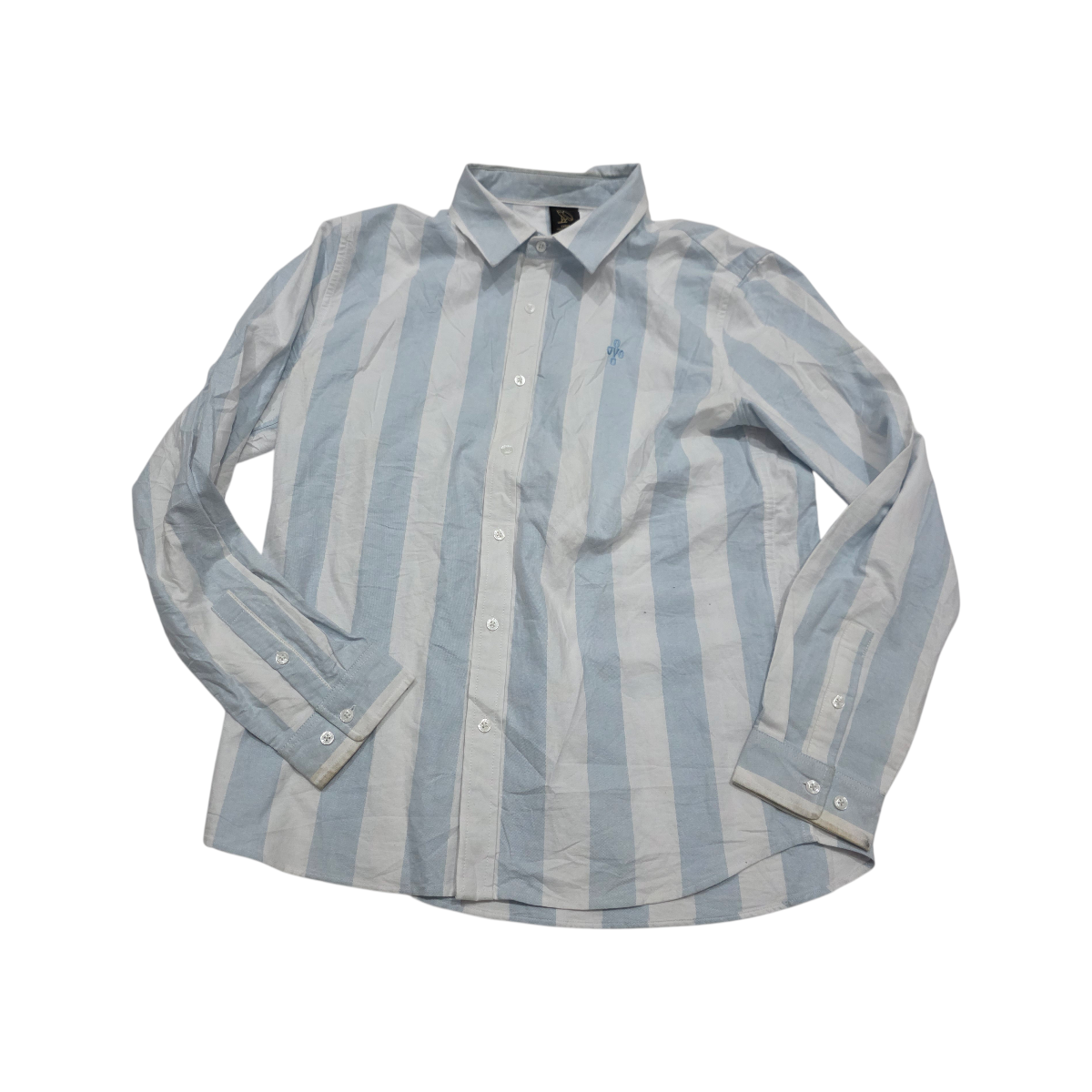Camisa Ovo  Grande L Azul Lineas cuello percudido
