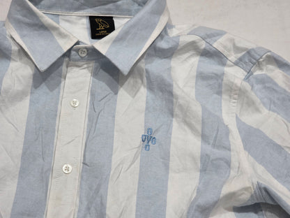 Camisa Ovo  Grande L Azul Lineas cuello percudido