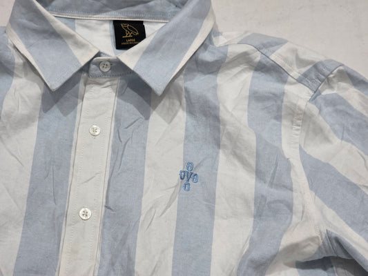 Camisa Ovo  Grande L Azul Lineas cuello percudido