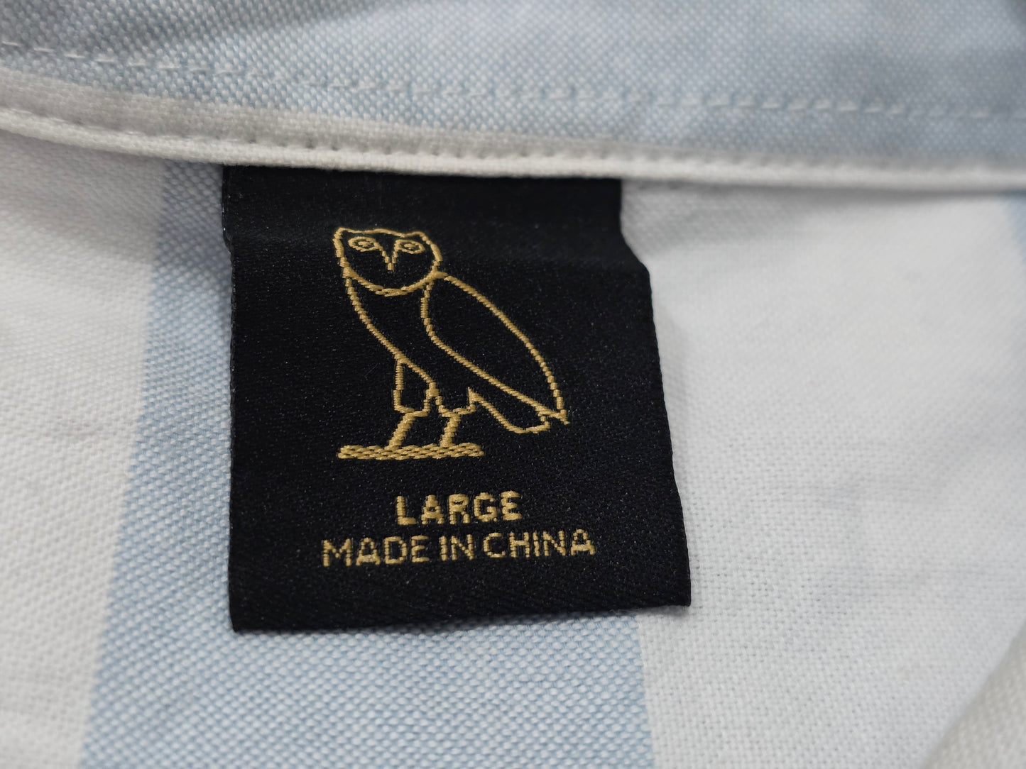 Camisa Ovo  Grande L Azul Lineas cuello percudido