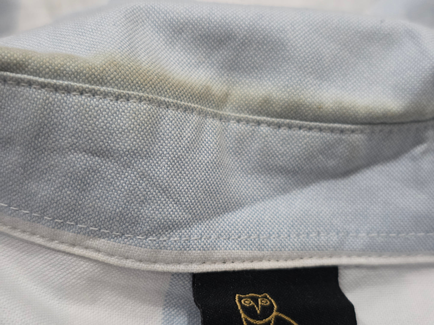 Camisa Ovo  Grande L Azul Lineas cuello percudido