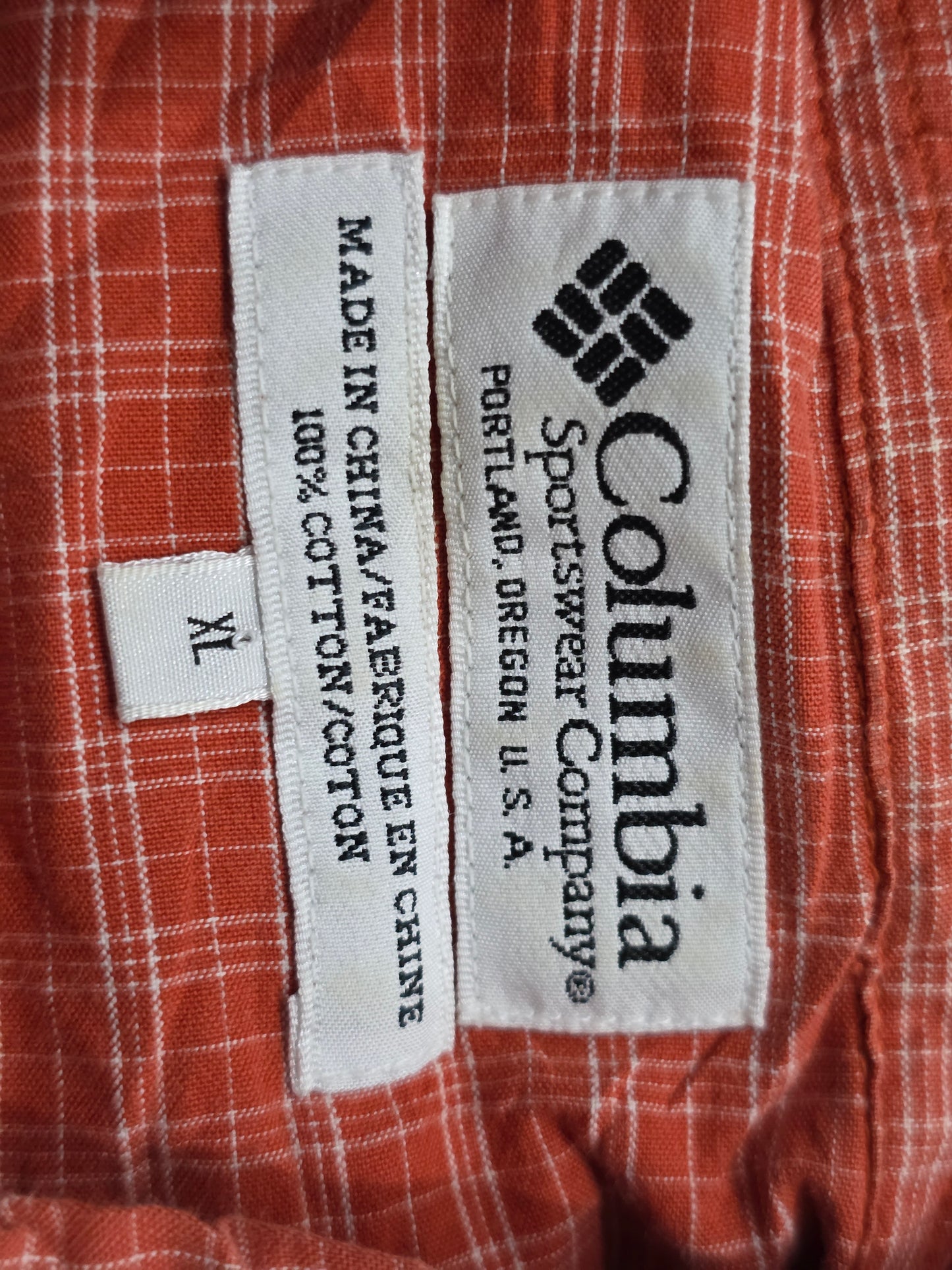 Camisa Columbia Xgrande Xl Cuadro Naranja