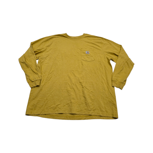 Playera Carhartt Manga Larga Mostaza Con Bolsillo