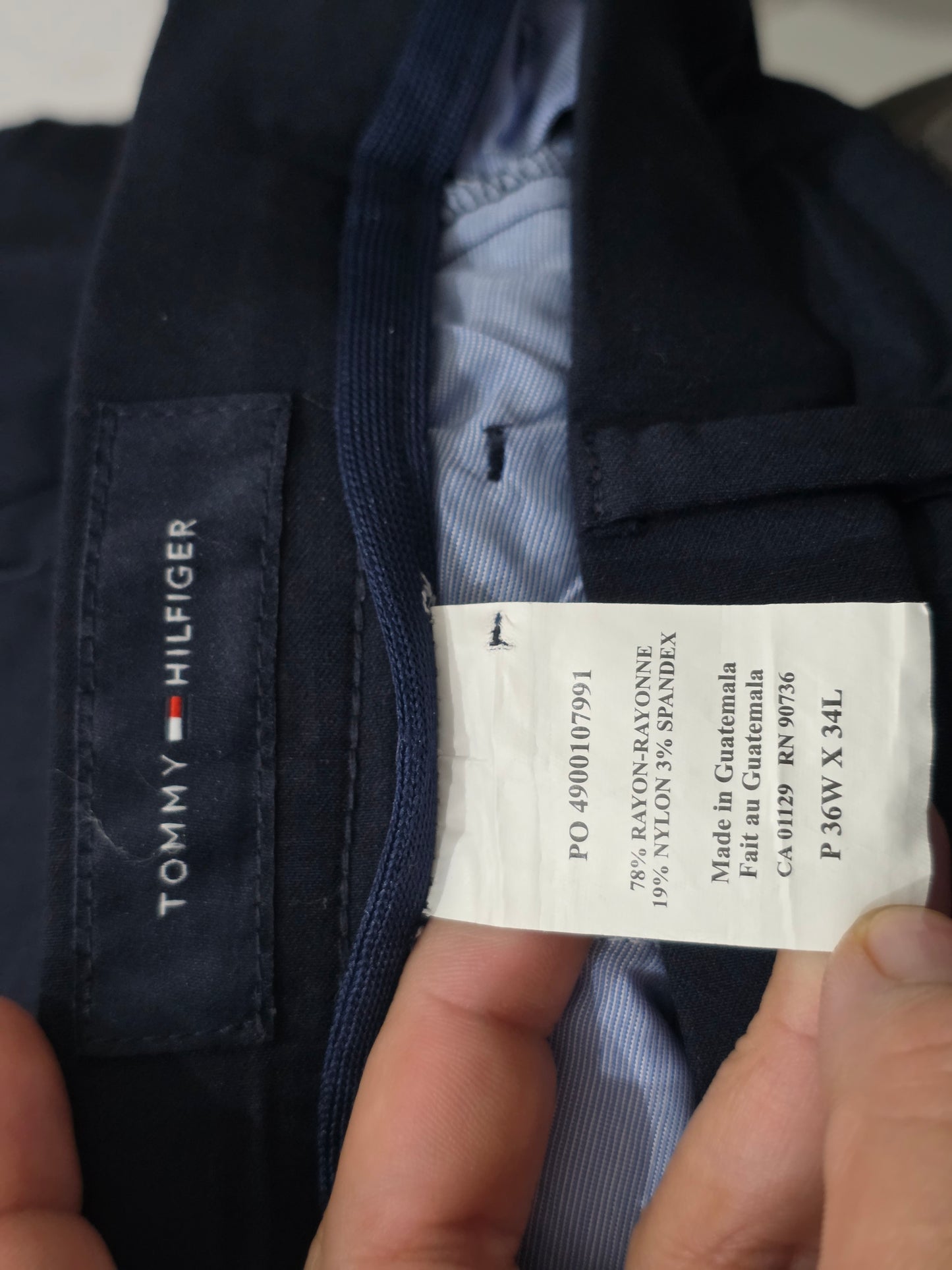 Pantalón Tommy Hilfiger 36x34 Azul Recto Stretch