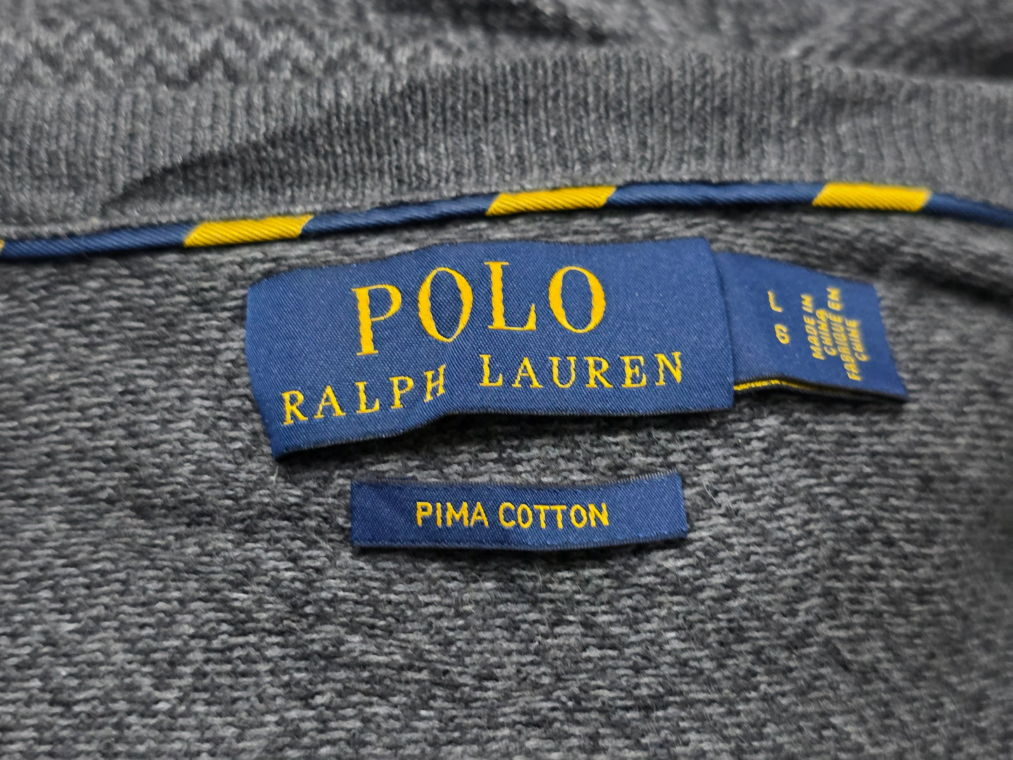 Sueter Ralph Lauren Grande L Algodon Pima Gris Pony Gris
