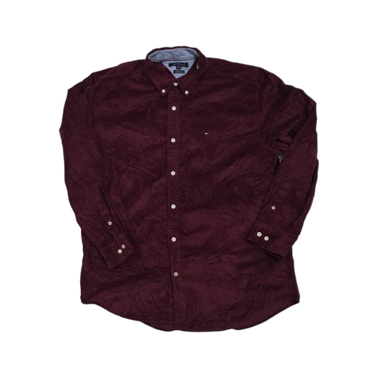 Camisa Tommy Hilfiger Xgrande Xl Vino Pana Classic Fit