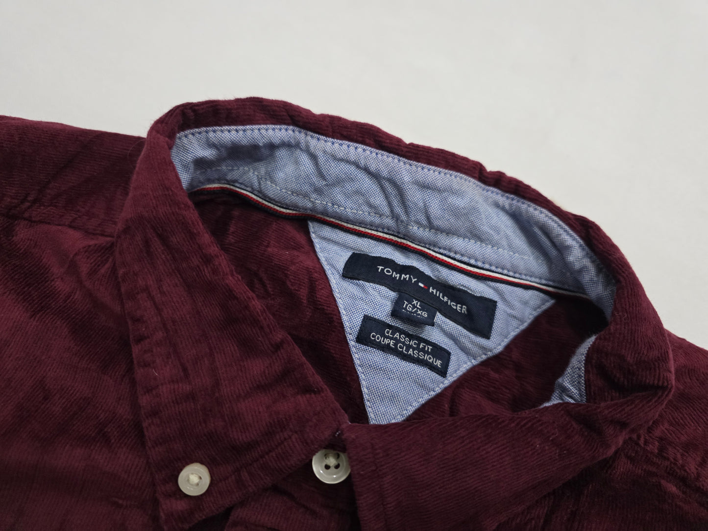Camisa Tommy Hilfiger Xgrande Xl Vino Pana Classic Fit
