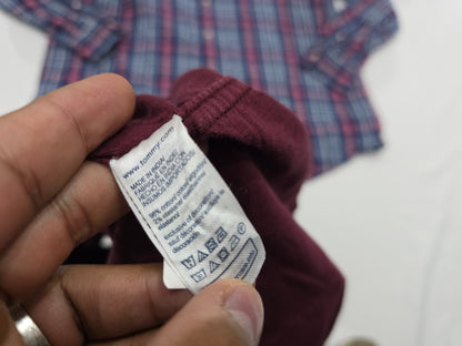 Camisa Tommy Hilfiger Xgrande Xl Vino Pana Classic Fit