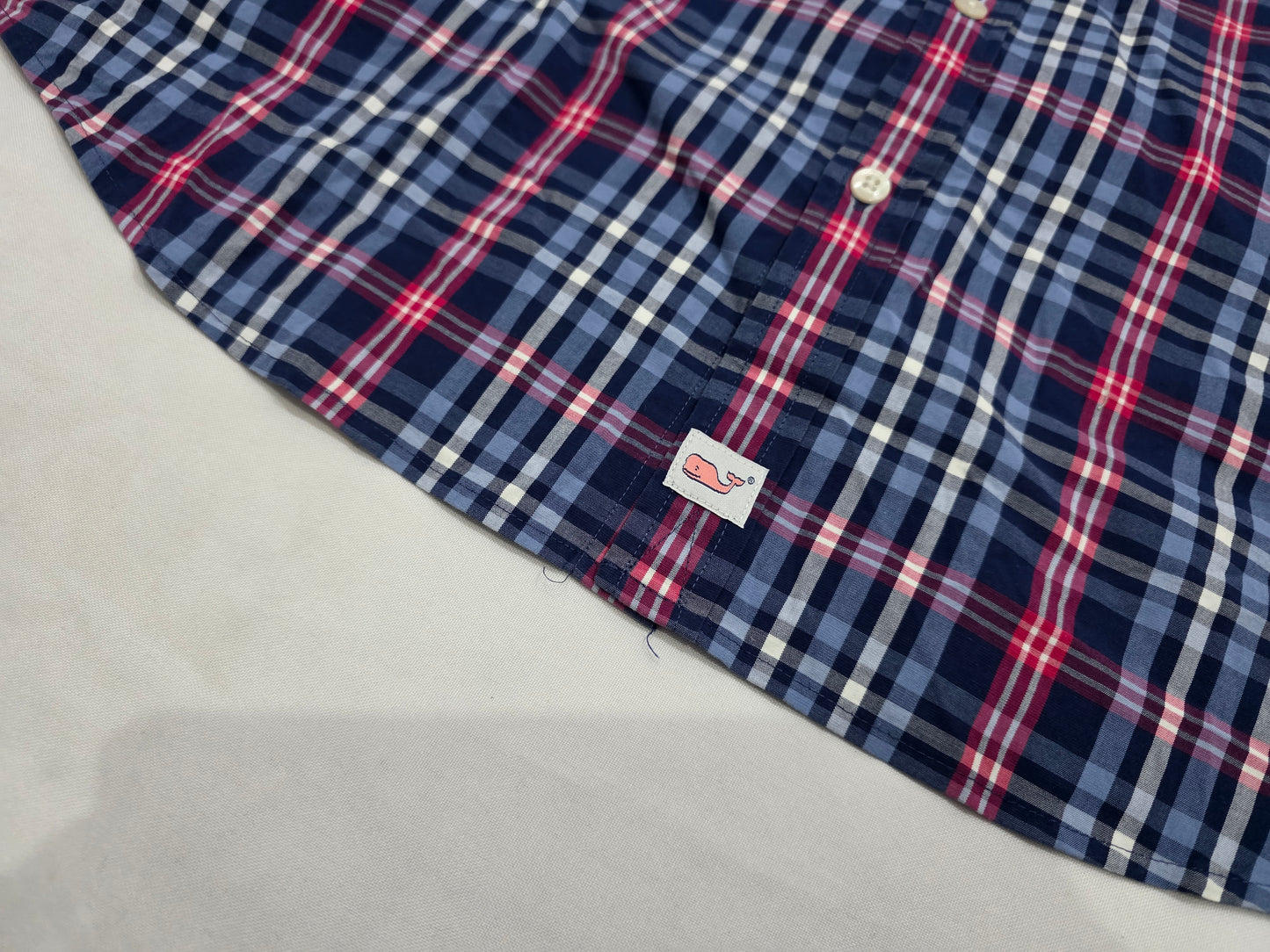 Camisa Vineyard Vines Xgrande Xl Slimfit Cuadro Azul Y Rosa