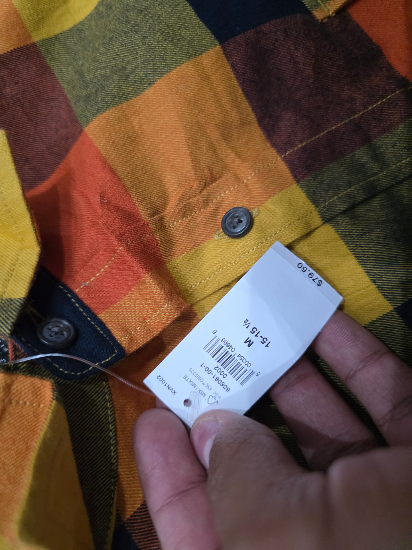 Camisa Banana Republic Mediana M Cuadro Naranja Amarilla
