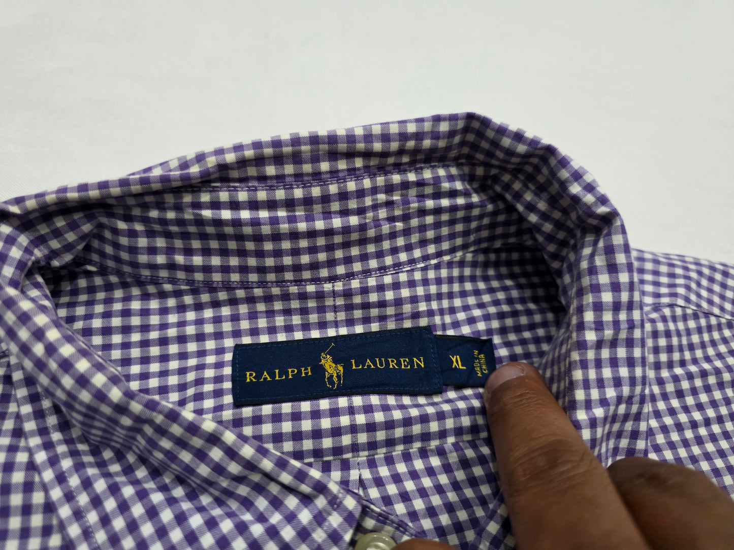 Camisa Ralph Lauren Xgrande XL Cuadro morado pony verde