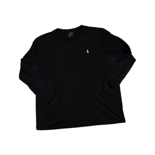 Playera Manga Larga Ralph Lauren Xxl Negro Pony Blanco