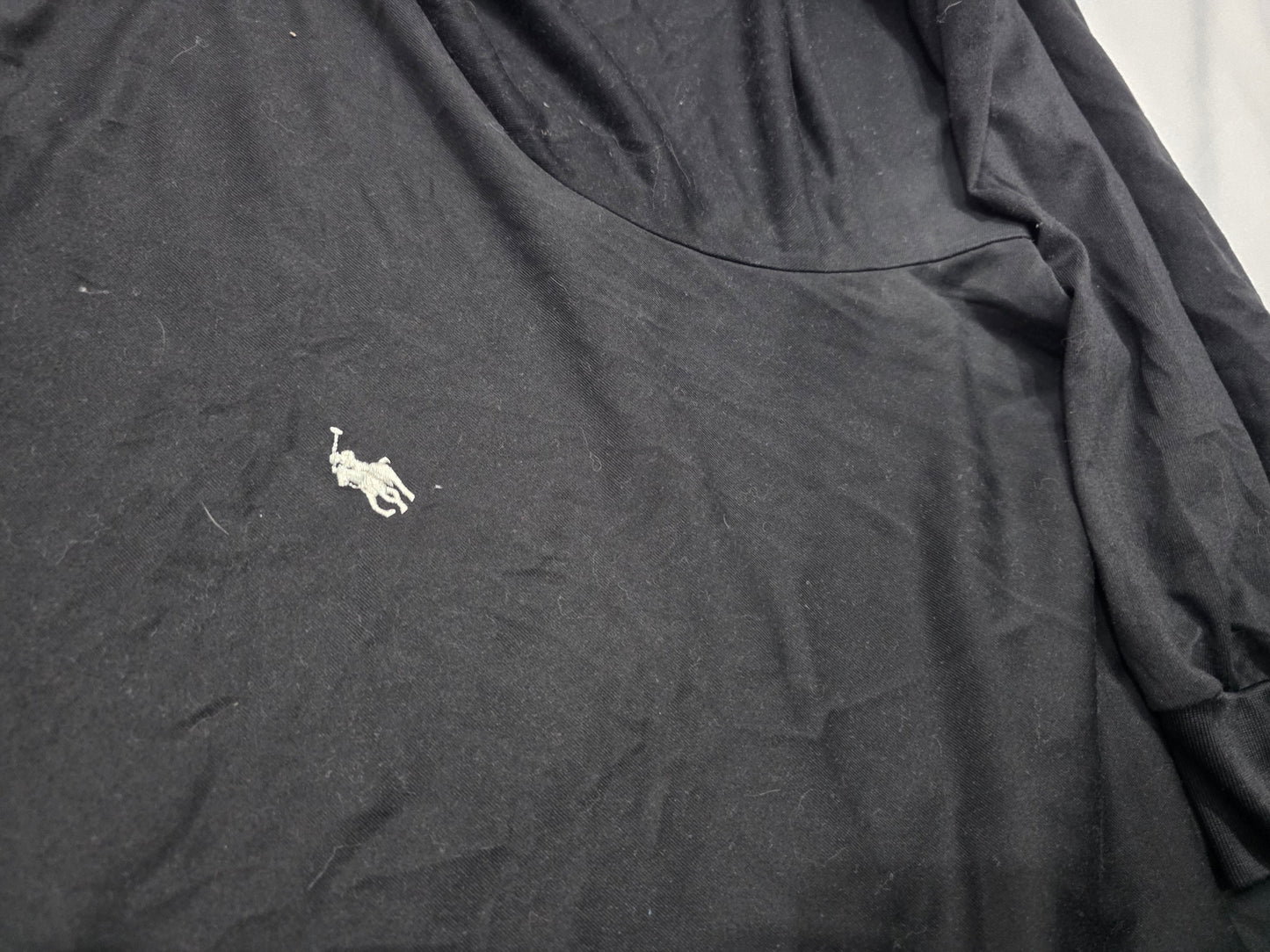 Playera Manga Larga Ralph Lauren Xxl Negro Pony Blanco