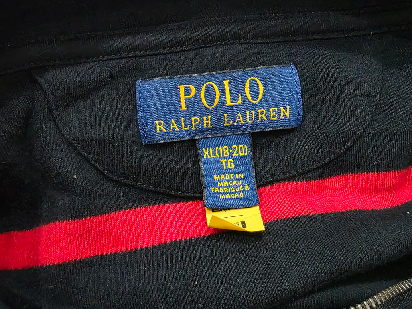 Sueter Ralph Lauren Adolescente XL 18-20 Negro lineas rojas