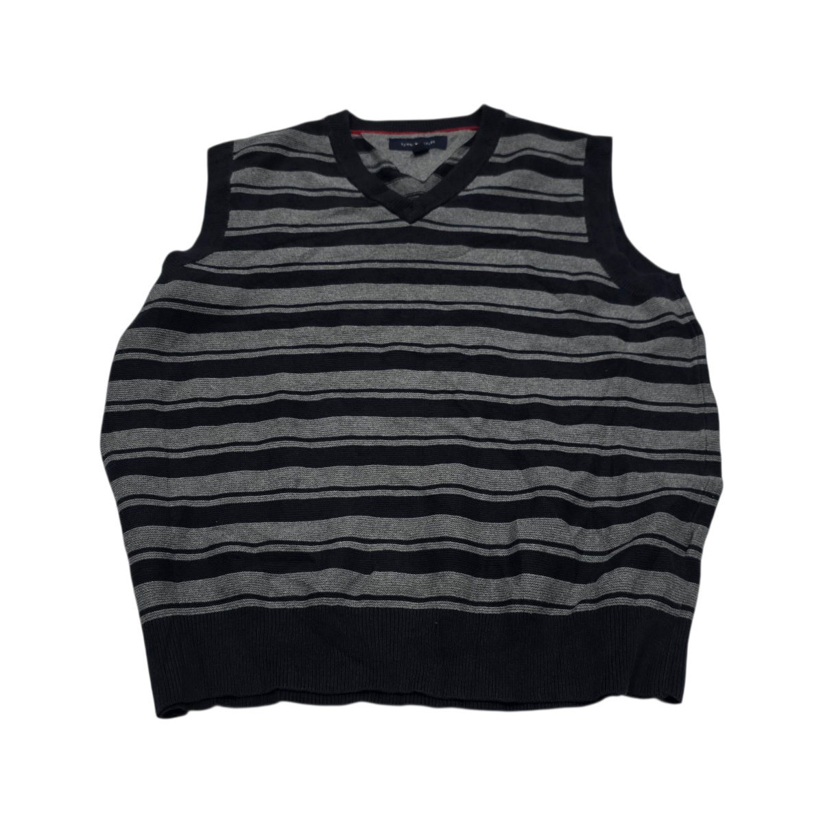 Chaleco Tommy Hilfiger Grande L Gris Lineas Azules
