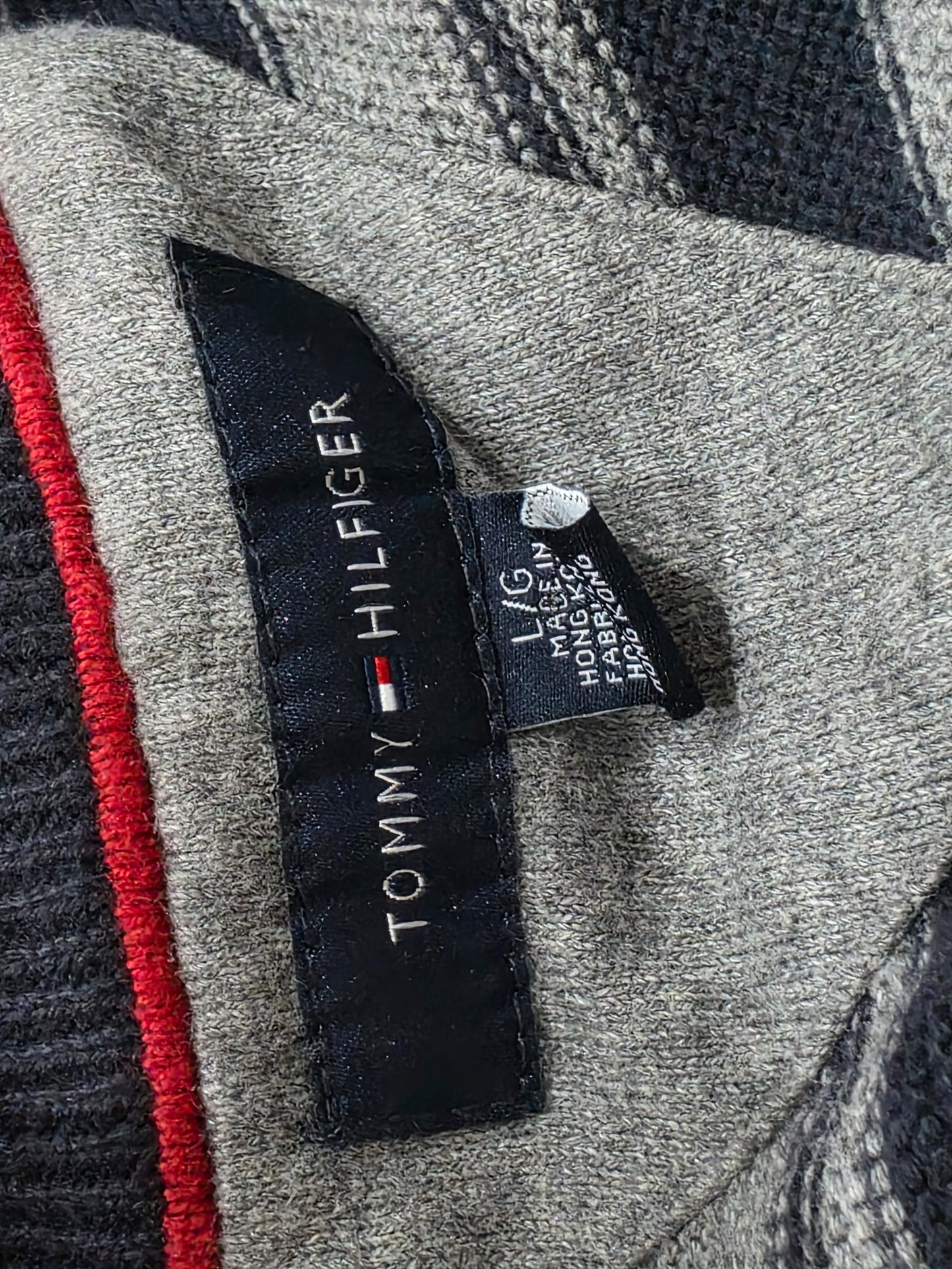 Chaleco Tommy Hilfiger Grande L Gris Lineas Azules