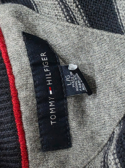 Chaleco Tommy Hilfiger Grande L Gris Lineas Azules