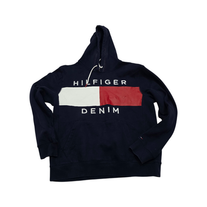 Sudadera Tommy Hilfiger Grande L Azul Detalle En Area Rojo