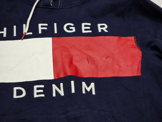 Sudadera Tommy Hilfiger Grande L Azul Detalle En Area Rojo