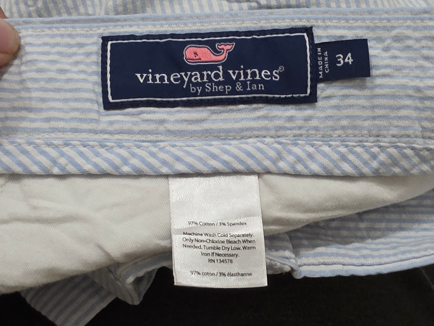 Bermuda Vineyard Vines Talla 34 Azul Lineas
