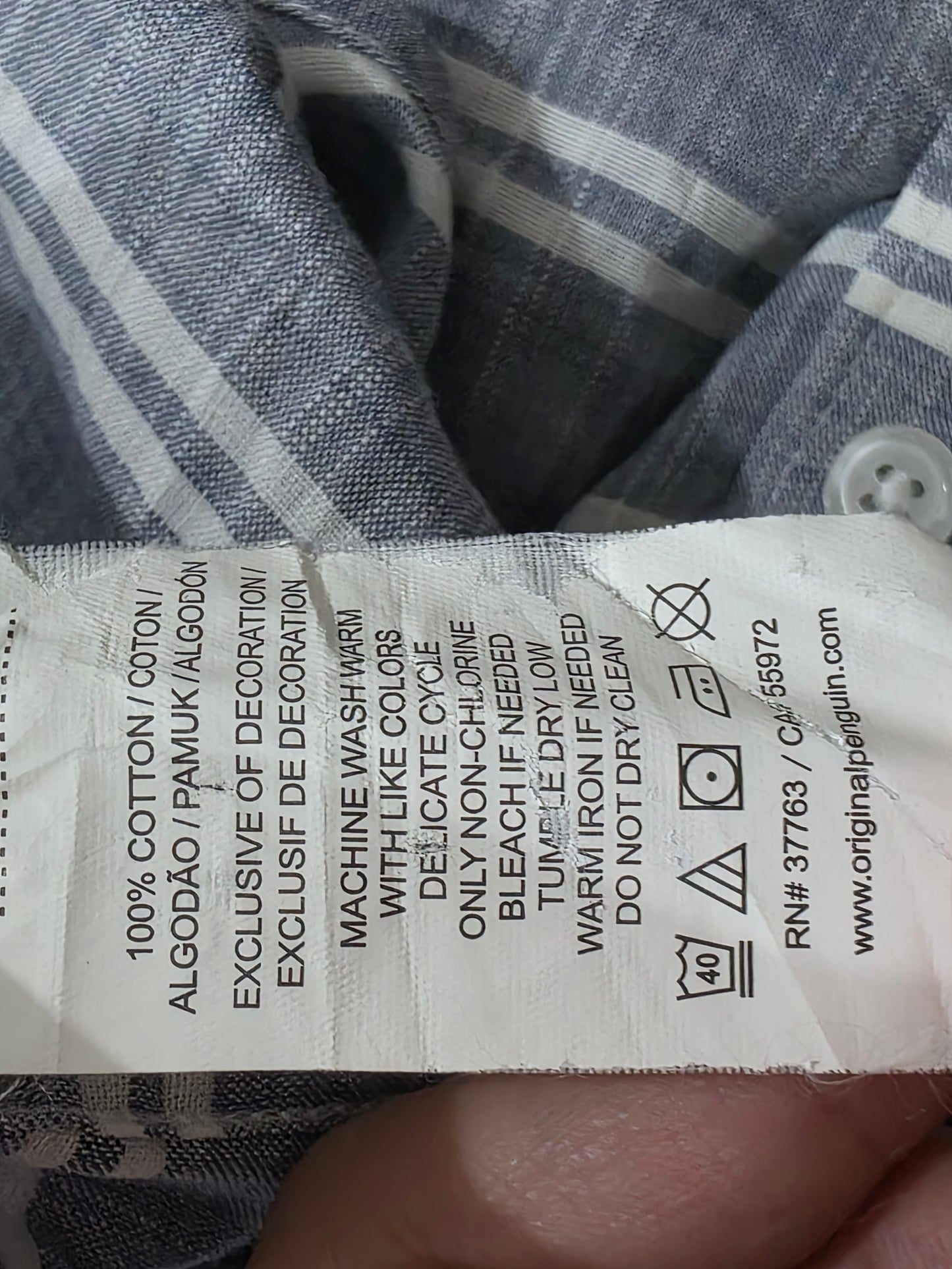 Camisa Penguin Xgrande Xl Gris Lineas